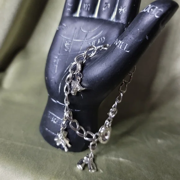 Vintage Silver Western Yallternative Coastal Cowgirl Charm Bracelet - Picture 5 of 7
